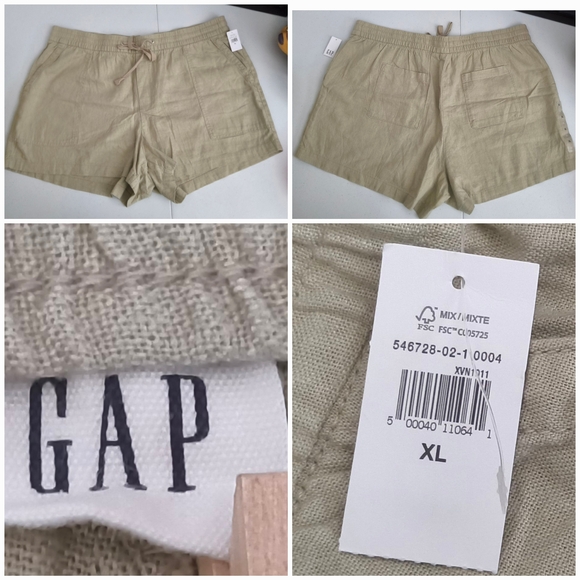 GAP Tan Linen Shorts Relaxed Fit Size XL Nwts - Picture 3 of 3
